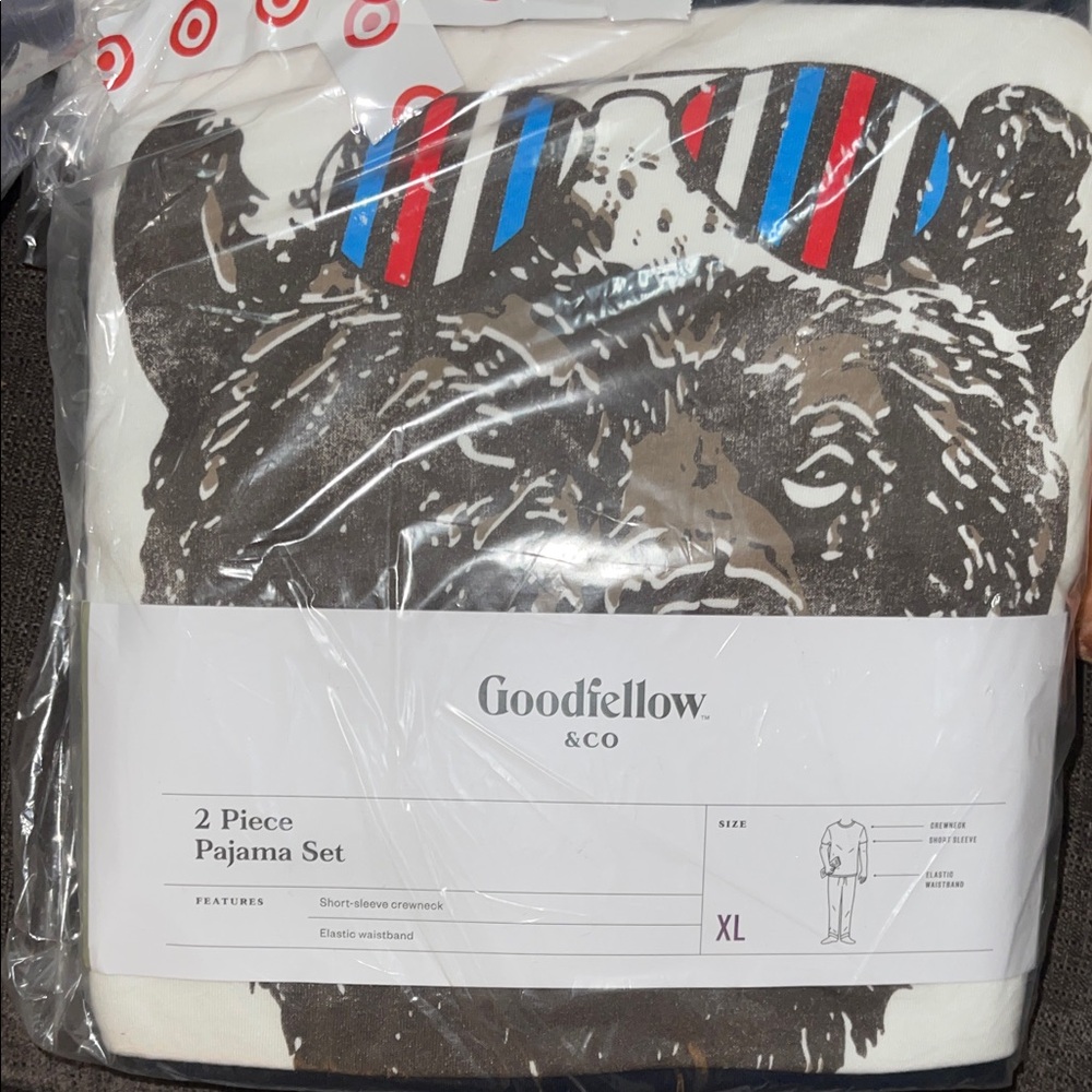Goodfellow & Co Cream Bear Graphic 2 Piece Pajama Set T-Shirt and Navy Pants - Picture 2 of 3